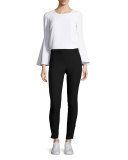 Xavier Zip-Trim Ponte Leggings, Black