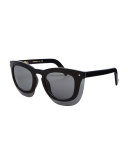 Inbox Oversize Square Sunglasses, Black/Gray