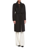 Cashmere Wrap Long Coat, Black