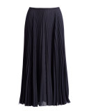 Pleated A-Line Midi Skirt, Coastal Blue