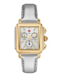 18mm Metallic Saffiano Strap, Chrome