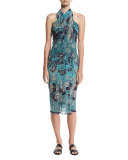 Floral-Print Pareo W/ Tassel Beads 