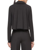 Pleated-Black Cropped Jacket, Black