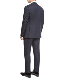Textured Two-Piece Tuxedo with Satin Peak Lapel, Navy