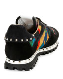Tropical Nylon & Suede Trainer Sneaker, Multicolor
