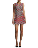 Sleeveless Geometric-Print Sheath Dress, Poppy
