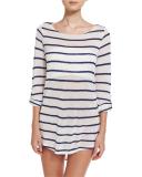 Striped Scoop-Back Coverup Tunic