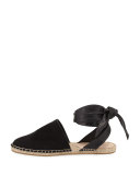 Heloise Ankle-Wrap Espadrille Flat, Black