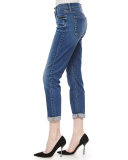 Lavierra Wash Cropped Roll-Cuff Jeans, Navy