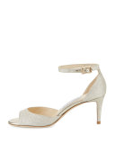 Annie Glitter 65mm Sandal, Platinum Ice