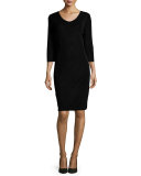 3/4-Sleeve V-Neck Dress