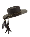 The Talitha Panama Straw Hat w/ Feathers, Black