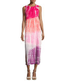 Amara Tie-Dye Midi Tank Dress, Hibiscus Earthquake Wash