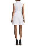 Sleeveless Cotton Poplin Wrap Dress, White