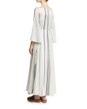 Selar Striped Long-Sleeve Maxi Dress, White Pattern