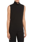 Brinkley Sleeveless Mock-Neck Blouse, Black