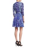 Irina Python-Print Combo Wrap Dress