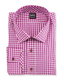 Gingham Check Dress Shirt, Magenta