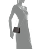 Rolling Rockstud Flap Pouch Bag/Wallet-on-Chain, Black