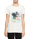 Short-Sleeve Ikebana-Print T-Shirt, Light Blue