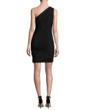 Cici One-Shoulder Mini Dress, Black