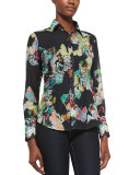 Butterfly-Print Cotton Blouse