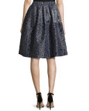 Pebble-Jacquard Bubble Skirt, Navy