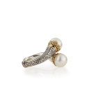 Pearl-Tip Silver/Gold Bypass Ring