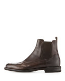 Brogue Leather Chelsea Boot, Brown
