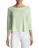 3/4-Sleeve Slub Linen Top 
