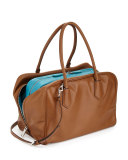 Large Soft Calf Inside Bag, Tan/Turquoise (Cannella+Turchese)