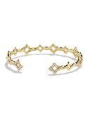 Venetian Quatrefoil Single-Row Cuff Bracelet with Diamonds in Gold 