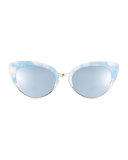 Josephine Mirrored Cat-Eye Sunglasses, White