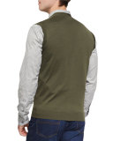 High Performance Merino Wool Cardigan Vest, Green