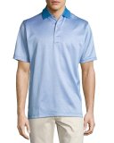 Chuck Checkered Cotton Lisle Polo Shirt, Blue