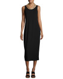 Jersey Scoop-Neck Midi Dress, Black