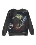 Regin Space Surfer Crewneck Sweatshirt, Charcoal, Size 4-10