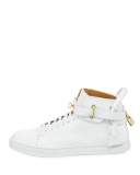 100mm Golden-Padlock Sneakers, White