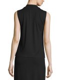 Mock-Neck Jersey Tank Top, Black