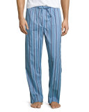 Satin-Striped Pajama Pants, Light Blue