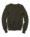 Long-Sleeve Crewneck Cashmere Sweater, Plus Size  