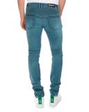 Skinny Denim Biker Jeans, Turquoise