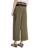 High-Waist Cropped Culottes, Olive
