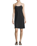 Sleeveless Voile Slip Dress, Black