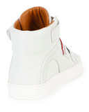 Herick Perforated Leather High-Top Sneaker, White