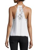 Neil Sleeveless Embellished Top, Ivory