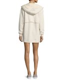 Lace-Up Sweatshirt Dress, Beige