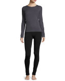 Stretch-Knit Leggings, Black