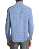 Gingham Long-Sleeve Sport Shirt, Blue