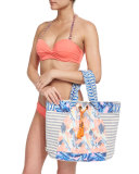 Starfish Hue Twist-Front Reversible Swim Top, Orange